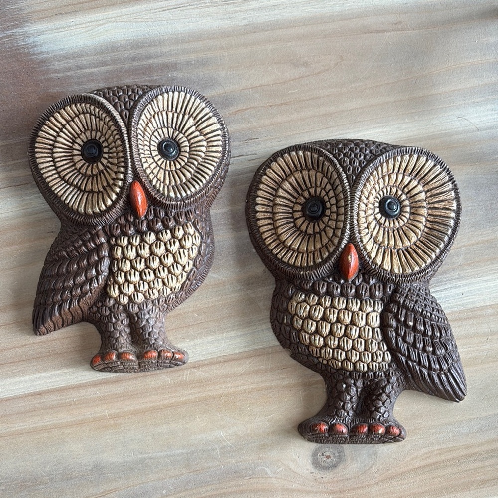 Owl Wall Plaque, Mid Century Retro Decor, 1970s Wall Art
